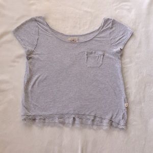 Front-Pocket Lace Trim T-Shirt